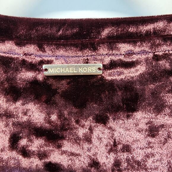 Michael Michael Kors Crushed Velvet Dress Size M Dark Pink Long Sleeve Goth Glam - Picture 7 of 13